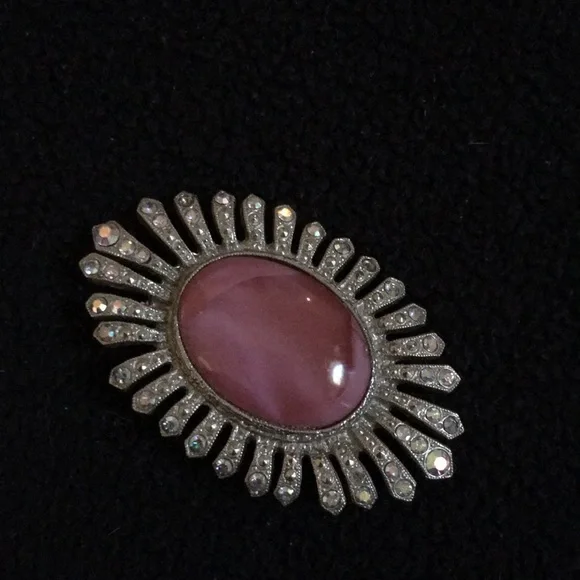 Vintage pink brooch with rhinestones - Picture 3 of 6
